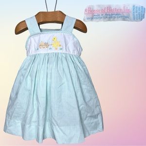 VTG House of Hatten Inc. Light green/ White Striped Sun Dress & Bloomers 18 mnth
